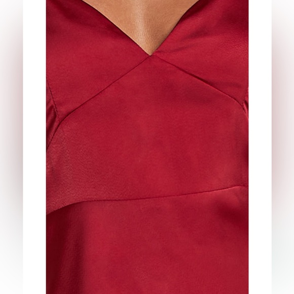 Satin slip midi dress in wine red burgundy - Picture 6 of 6